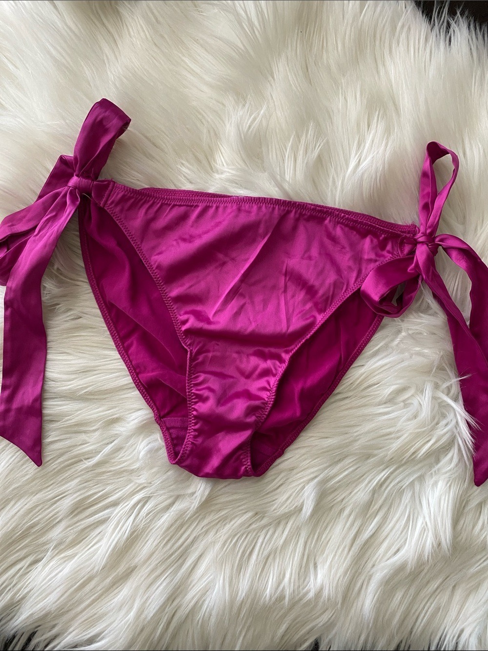 NWT Victoria’s Secret satin Magenta Tie-Side Bikini Bottoms